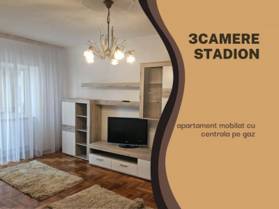 STADION - 3 camere, mobilat si utilat cu centrala pe gaz