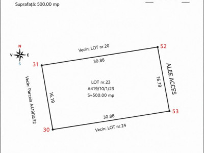 AGIGEA- teren 500mp cu deschidere 16m la alee de acces