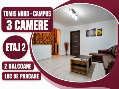 TomisNord- Campus Universitar- 3 camere mobilate cu centrala pe gaz